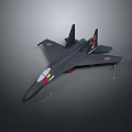 Black Fighter Jet Model With Red Star Symbols Sleek Design And Red Wing Tail Details