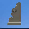 Decorative Stone Architectural Component With Scroll Patterns And Central Ornament 3d model