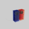 Modern Blue And Red Table Lamps With Circular Light And Transparent Panels