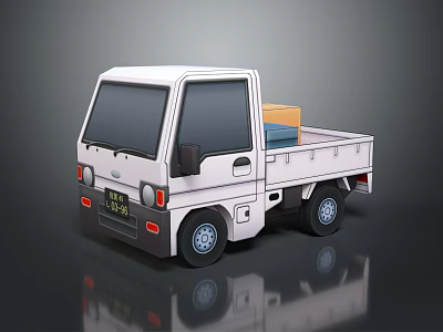 White Compact Delivery Truck With Cargo Packages In Truck Bed 3d model
