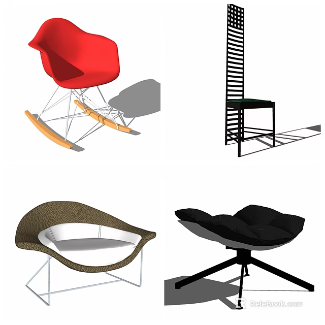 Modern Leisure Chairs With Ergonomic Design Stylish Frames And Multiple Color Options 3d model 