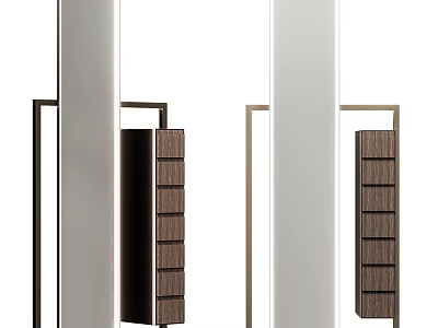 Modern Floor Lamp With Metal Frame And Wooden Storage Drawers Design 3d model
