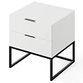 Modern Black Bedside Table With Two Drawers And Sturdy Metal Frame Design 3d model