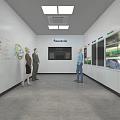 Modern Office Interior With Whiteboard Charts People Standing Fourcise Sign And Cabinets