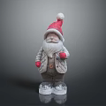 Santa Claus Decorative Figurine With Red White Hat White Beard Gray Coat And Red Gloves