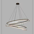 Modern Illuminated Chandelier With Double Circular Rings And Sleek Elegant Design