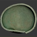 Ancient Bronze Sculpture Bowl Shaped Vessel With Green Patina Side Handles And Decorative Base