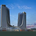 Aerial View Planning of Modern Urban Complex With Central Plaza Green Spaces And Roads