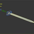 Ornate Fantasy Sword With Blue Blade Red Wrapped Hilt And Sharp Edge