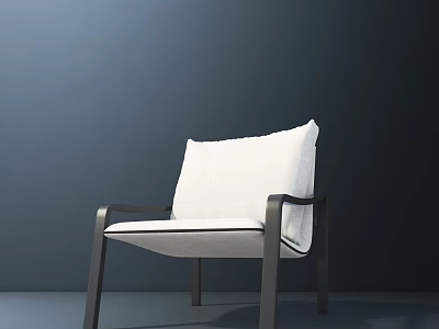 Modern Leisure Chair With White Cushion And Metal Frame Minimalist Interior Design 3d model