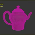 Decorative Red Ceramic Teapot With Silver Lid And Intricate Engraved Floral Patterns