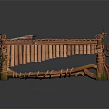 Handcrafted Wooden Xylophone Musical Instrument with Woven Details and Natural Design Elements