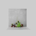 Decorative Ornament Combination With Green Rain Boots Daffodils Tulips Flower Pots And Garden Tools