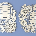 Chinese Happy Character Paper-cut Carved Hollow Carved 3d model