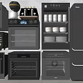 Various Types of Modern Kitchen Appliances With Microwave Oven Coffee Machine And Refrigerator