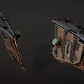 Worn Metal Shields As Medieval Defensive Weapon With Red Black Text Metal Buckle Wooden Texture