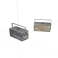 Two Vintage Metal Toolboxes With Handles And Classic Storage Design 3d model