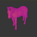 Orange Horse Sculpture With Red And Black Mane On Dark Background With Reflection