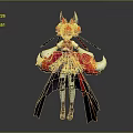 Anime Style Fantasy Character With Fox Ears Tail Red Hair And Ornate Flowing Costume 3d model