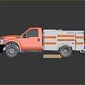 Orange And White Utility Truck With Open Storage Compartments For Work Tools 3d model