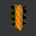 Orange Layered Leaf Like Structure With Metallic Shiny Surface And Reflective Base