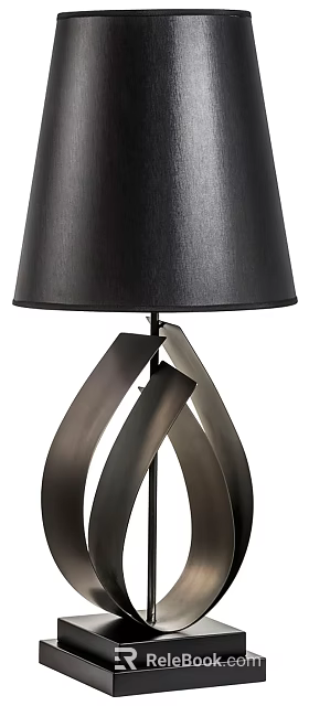 Modern Table Lamp With Black Lampshade And Metallic Twisted Base Design 3d model 
