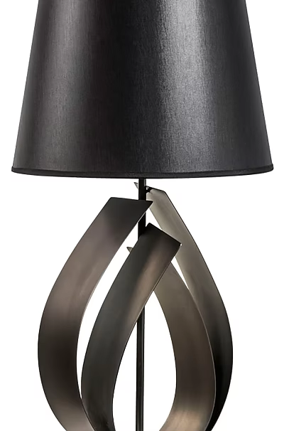 Modern Table Lamp With Black Lampshade And Metallic Twisted Base Design 3d model