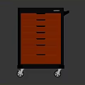 Multiple Red Drawers Tool Cart With Black Frame And Mobile Storage Wheels 3d model