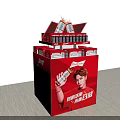 Commercial Beverage Display Equipment With Red Multi Layer Structure For Retail Promotion 3d model