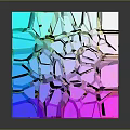 Abstract 3D Geometric Cube Structure Composed Of Vibrant Blue Pink Yellow Blocks