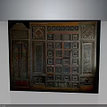 Vintage Wooden Decorative Panel with Intricate Carved Patterns and Colorful Accent Designs