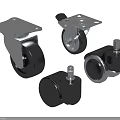 Industrial Swivel Casters With Black Wheels And Metal Mounting Plates