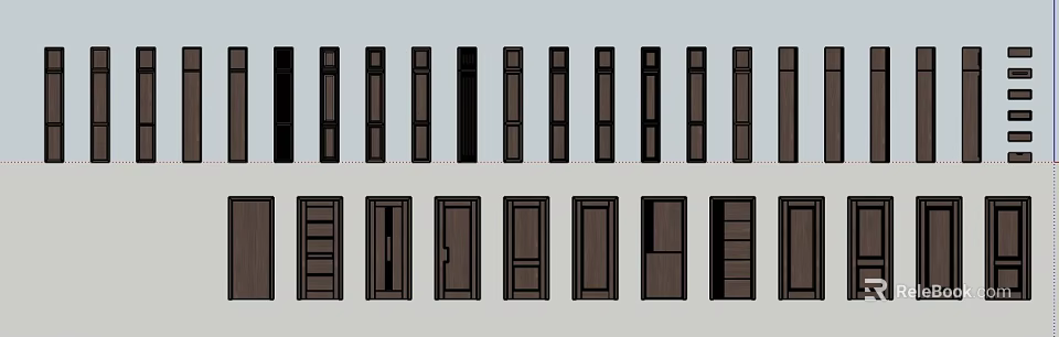 Diverse Furniture Showroom Featuring Various Wooden Door And Cabinet Designs On 3d model 