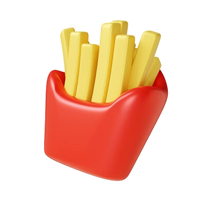 Modern French Fries Potato Chips Cartoon Fries 3d model