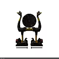 Traditional Vintage Decorative Bird Shaped Stand With Circular Craft Ornament Black Yellow Red
