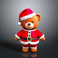 Cute Christmas Teddy Bear In Red Santa Costume With White Trim And Black Buttons
