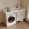 Modern Balcony Cabinet with Washing Machine Sink Faucet and Practical Storage Space