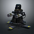 Mechanical Robot Structure With Sensor Head Dual Mechanical Arms And Yellow Black Support Legs 3d model