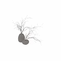 Minimalist Decorative Ornament Set With Egg Shaped Stone Vases And Dry Branches
