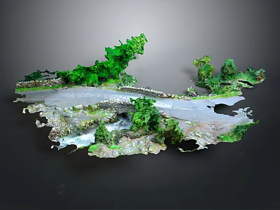 Scenic Road Facilities Surrounded by Lush Green Vegetation Trees and Natural Landscape 3d model