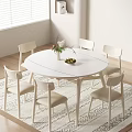 Modern Dining Table and Chair Combination White Dining Table 3d model