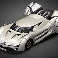 Silver Matheson Marvel Sports Car with Open Scissor Doors and Sleek Front Design