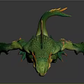 Fantasy Lizard Creature 3D Model With Green And Pink Muscular Body Standing Posture