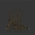 Dry Twisted Plant Branches With Natural Textured Vines And Curved Stems