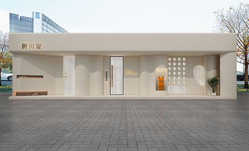 The door front of the beauty salon 3d model