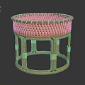 Round Orange Rattan Tea Table With Handwoven Top And Sturdy Frame Design