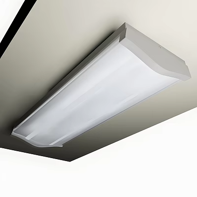 Modern Rectangular White Chandelier With Sleek Ceiling Mounted Lampshade Design For Interior 3d model