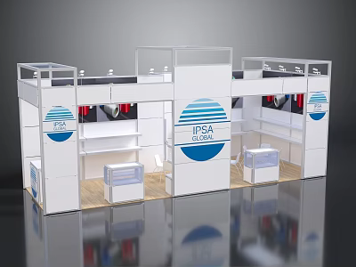 IPSA GLOBAL Exhibition Booth With White Modern Design And Display Areas 3d model