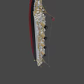 Vintage Cruise Ship Model With Four Funnels And Black White Red Hull