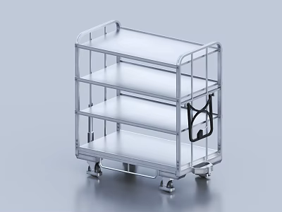 Three Tier Metal Storage Cart With Wheels For Transport And Organizing 3d model